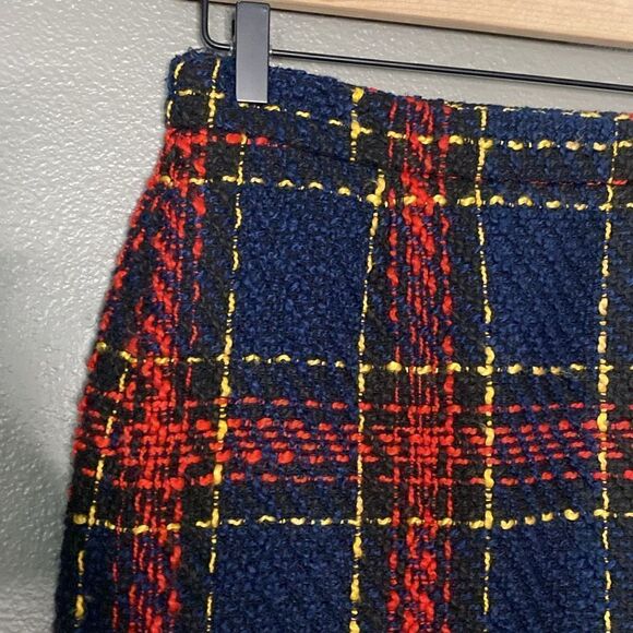 Halogen Edith Tweed Plaid Skirt Navy Red - Picture 5 of 13
